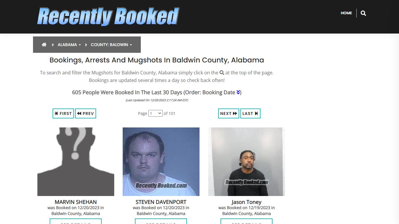 Bookings, Arrests and Mugshots in Baldwin County, Alabama - Recently Booked